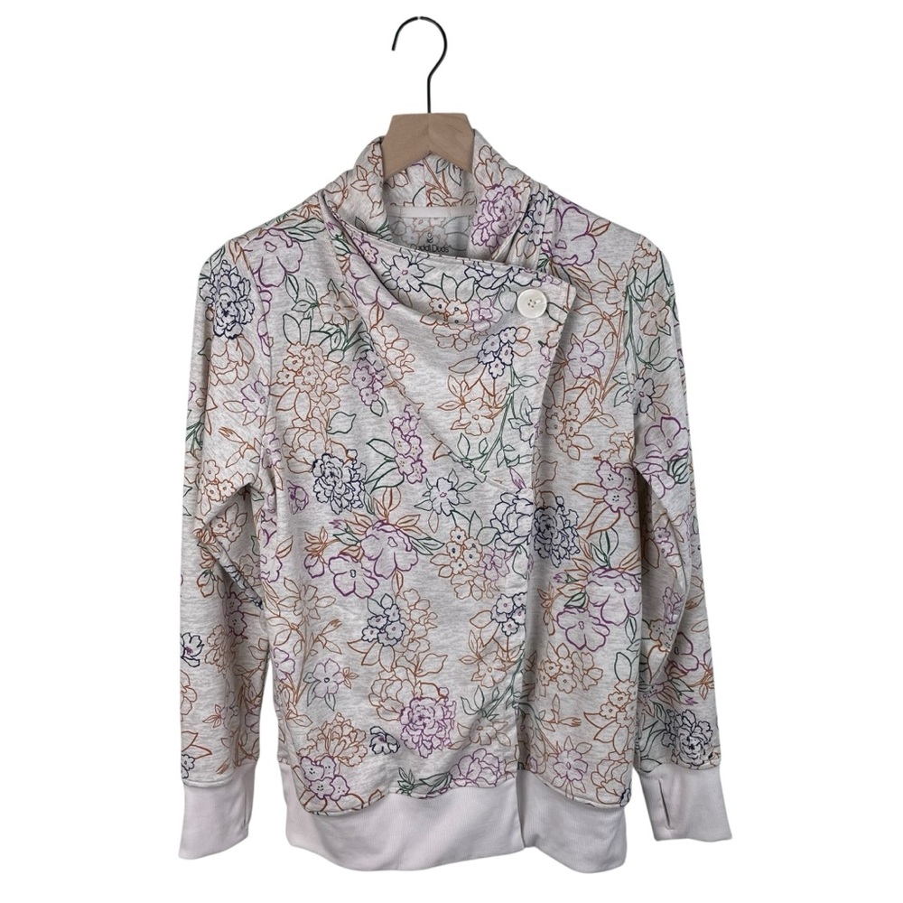 Cuddl Duds Lightweight Comfort Drape Front Cardigan Sz Medium Multicolor Floral